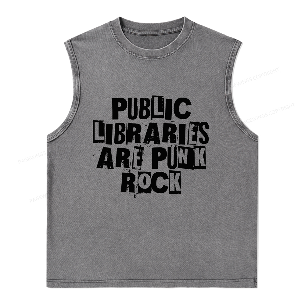 Pagewings Public Libraries Are Punk Rock Unisex Washed Tank Top