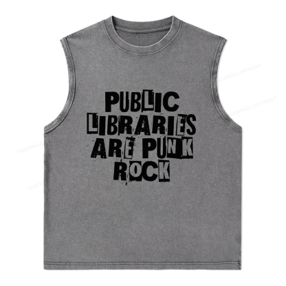 Pagewings Public Libraries Are Punk Rock Unisex Washed Tank Top