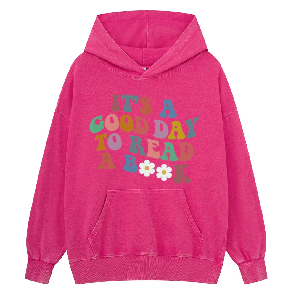 Pagewings It's A Good Day To Read A Book Unisex Washed Hoodie