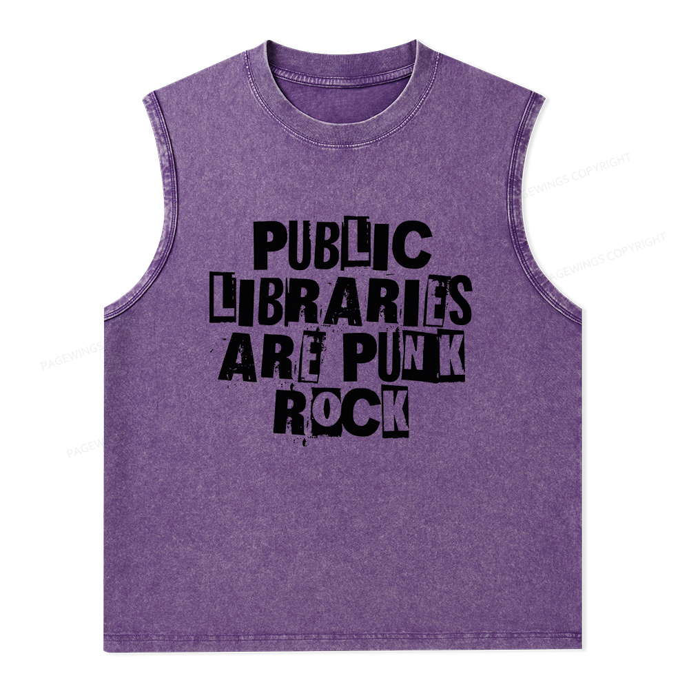 Pagewings Public Libraries Are Punk Rock Unisex Washed Tank Top