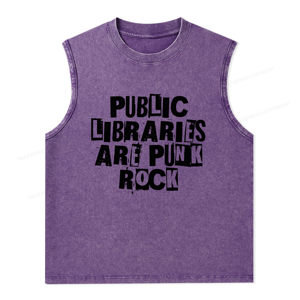 Pagewings Public Libraries Are Punk Rock Unisex Washed Tank Top