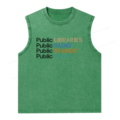 Pagewings Public Libraries Radio Transit Parks Unisex Washed Tank Top