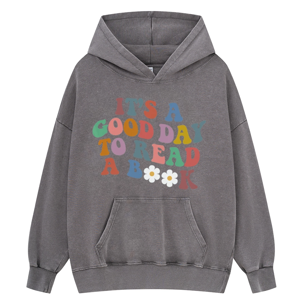 Pagewings It's A Good Day To Read A Book Unisex Washed Hoodie