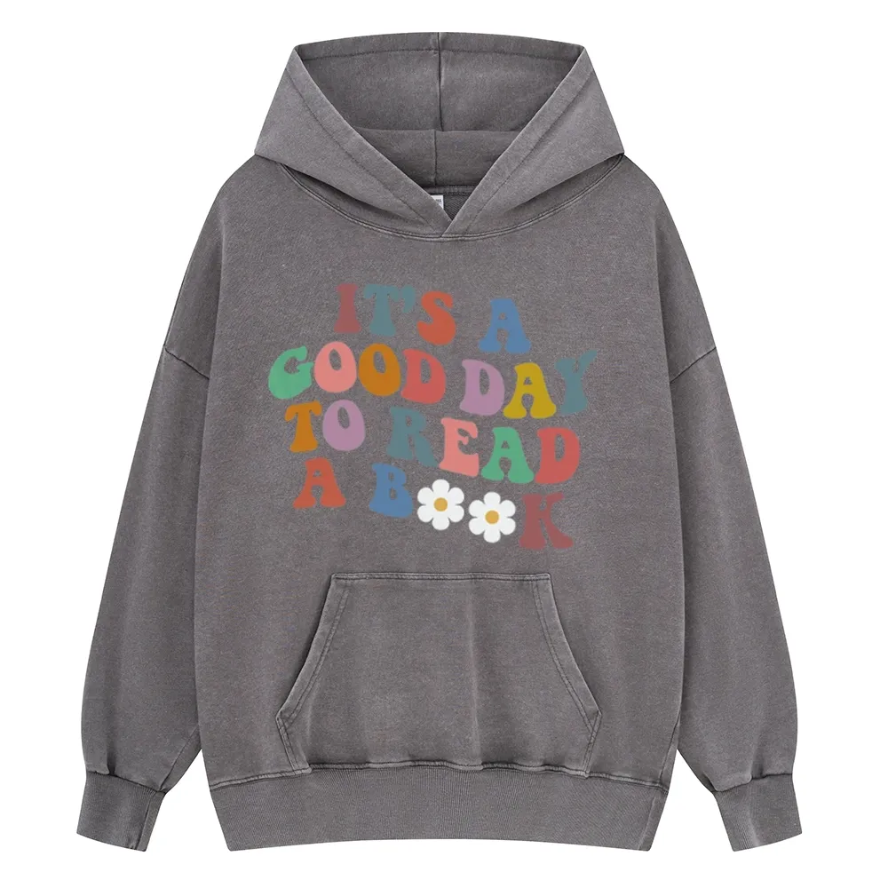 Pagewings It's A Good Day To Read A Book Unisex Washed Hoodie