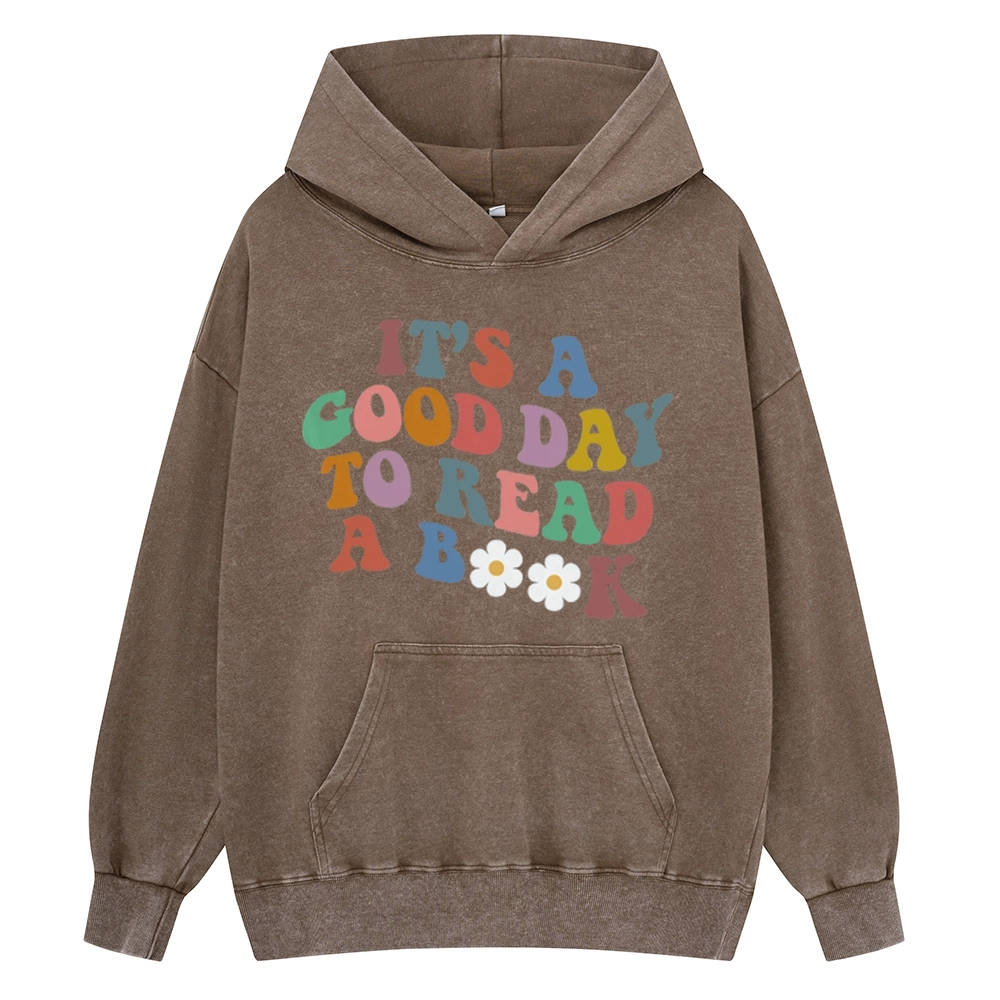 Pagewings It's A Good Day To Read A Book Unisex Washed Hoodie