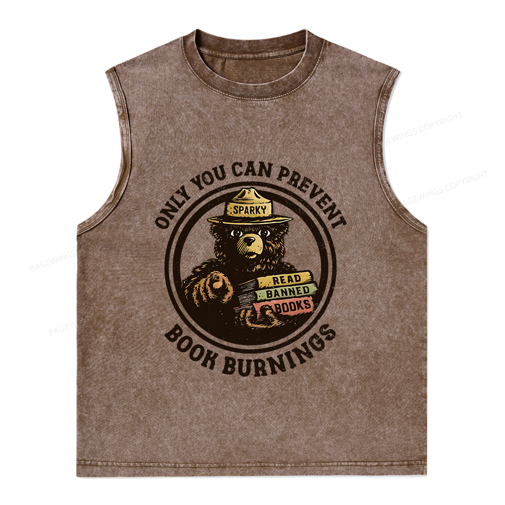 Pagewings Only You Can Prevent Book Burnings Unisex Washed Tank Top