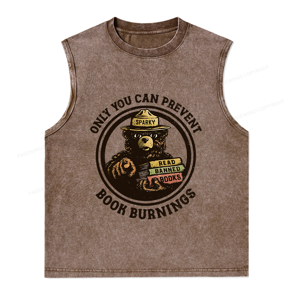 Pagewings Only You Can Prevent Book Burnings Unisex Washed Tank Top