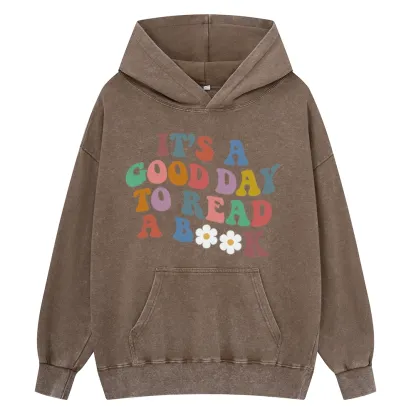 Pagewings It's A Good Day To Read A Book Unisex Washed Hoodie