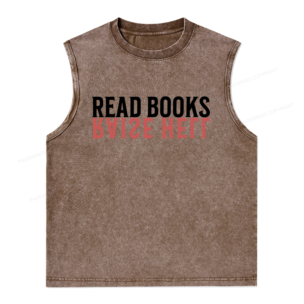 Pagewings Raise Hell Read Books Unisex Washed Tank Top
