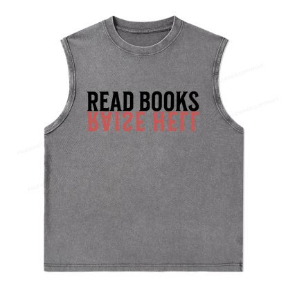 Pagewings Raise Hell Read Books  Unisex Washed Tank Top
