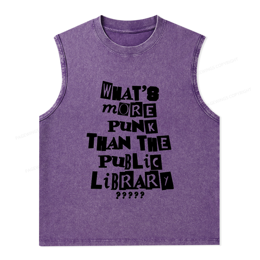 Pagewings What’s More Punk Than The Library Unisex Washed Tank Top