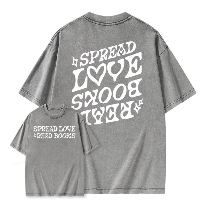 Pagewings Spread Love Read Books Unisex Washed T-shirt