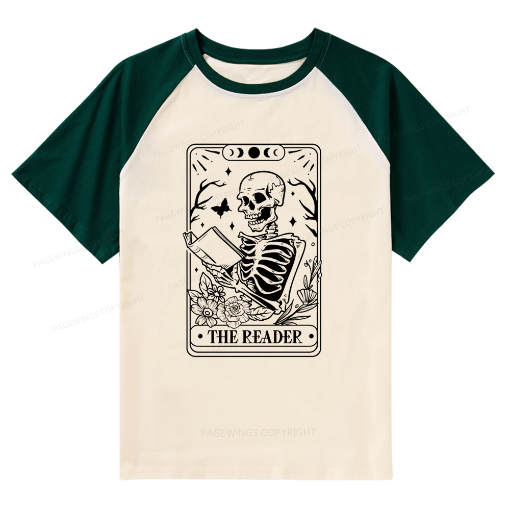 Pagewings Halloween The Reader Tarot Card Raglan T-shirt