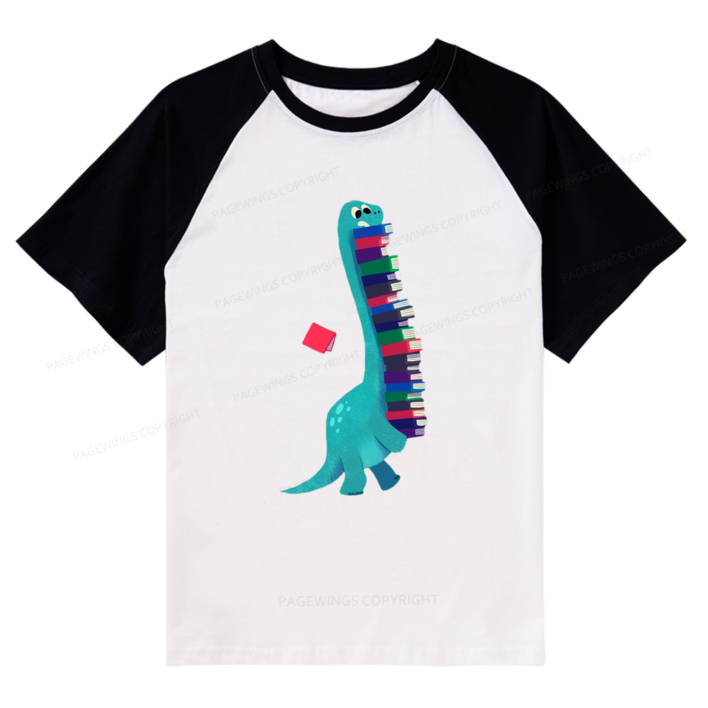Pagewings Book Dinosaurs Raglan T-shirt
