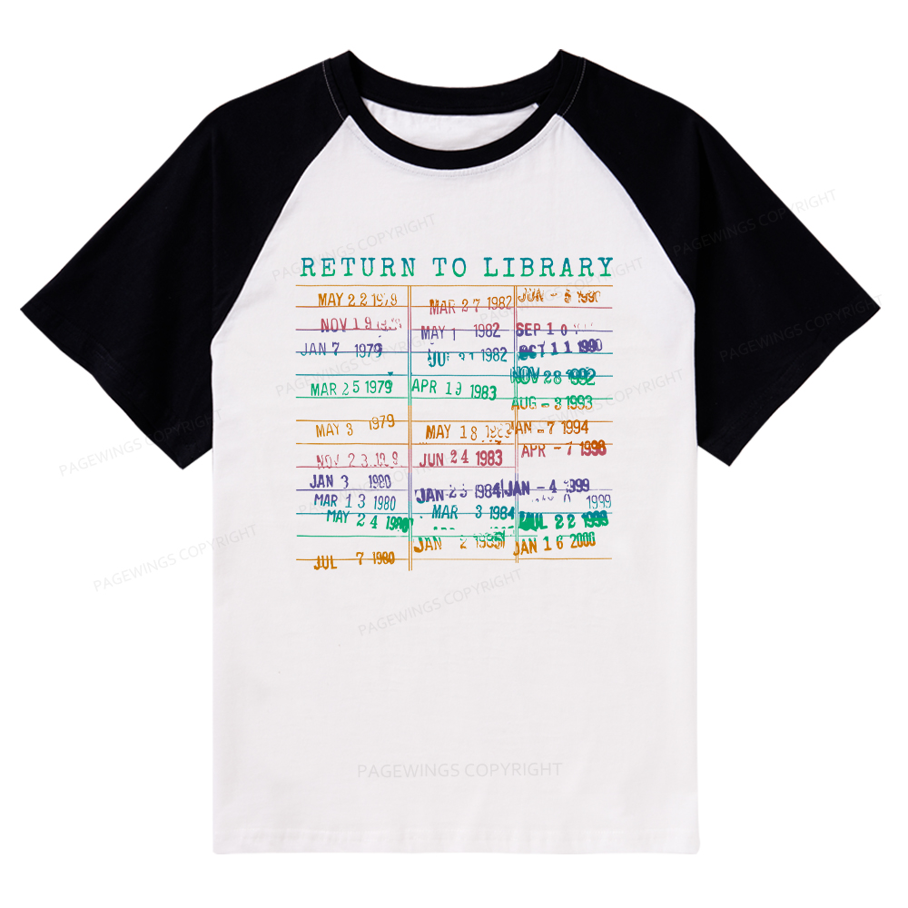 Pagewings Vintage Library Rainbow Raglan T-shirt