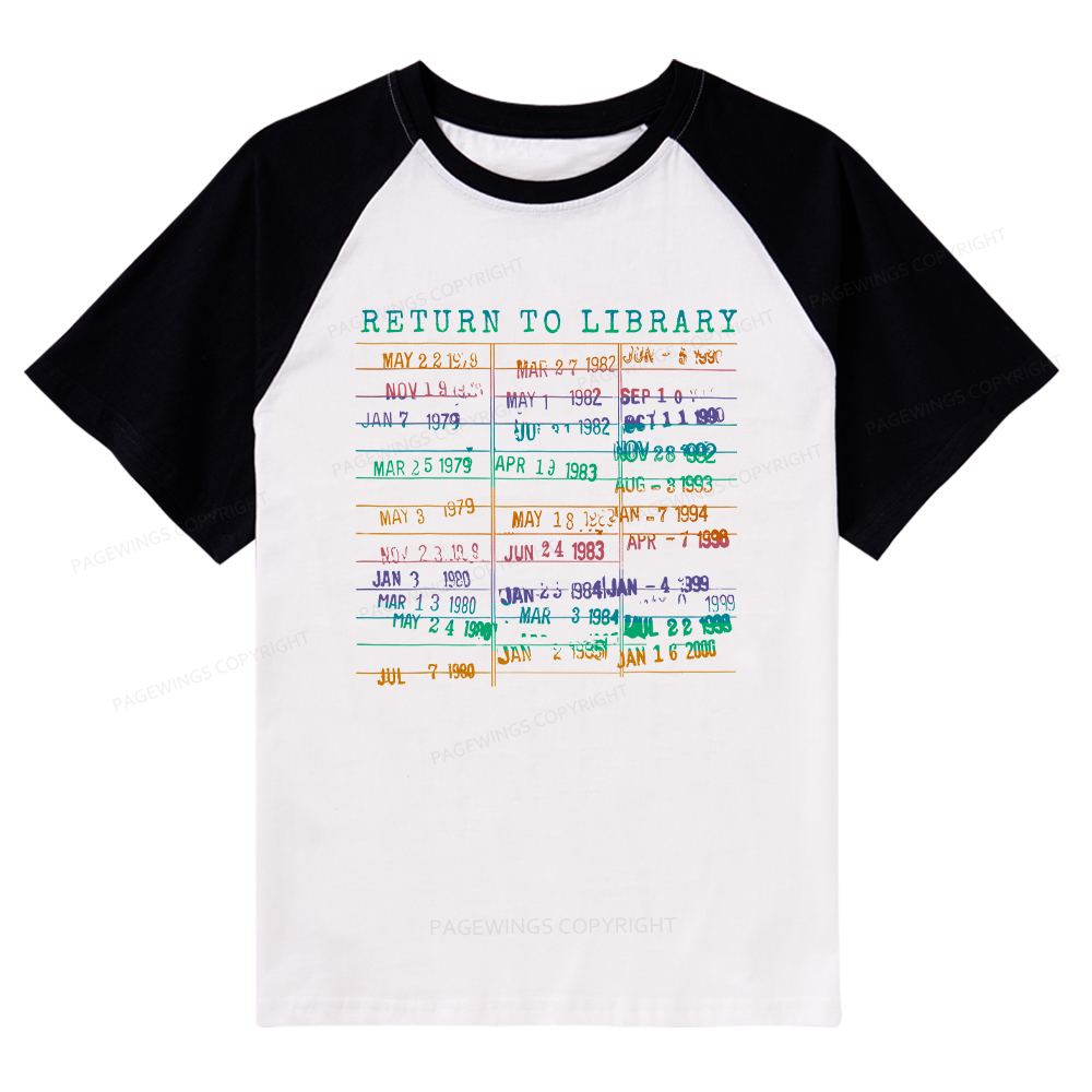 Pagewings Vintage Library Rainbow Raglan T-shirt