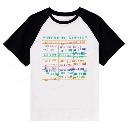 Pagewings Vintage Library Rainbow Raglan T-shirt