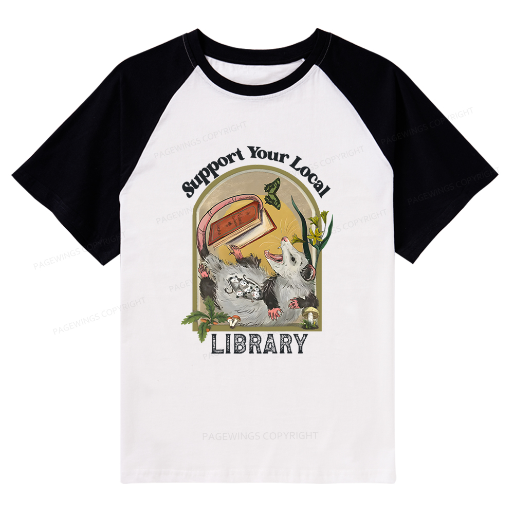 Pagewings Library Readers Make Leaders Jersey Short Sleeve Tee Raglan T-shirt
