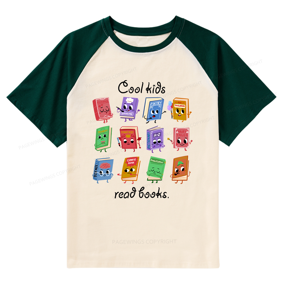 Pagewings Cool Kids Read Books Raglan T-shirt