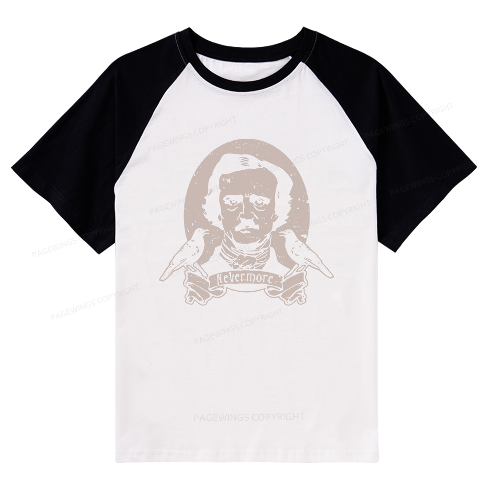 Pagewings Literary Vintage Stephen Allen King HP Lovecraft Book Raglan T-shirt