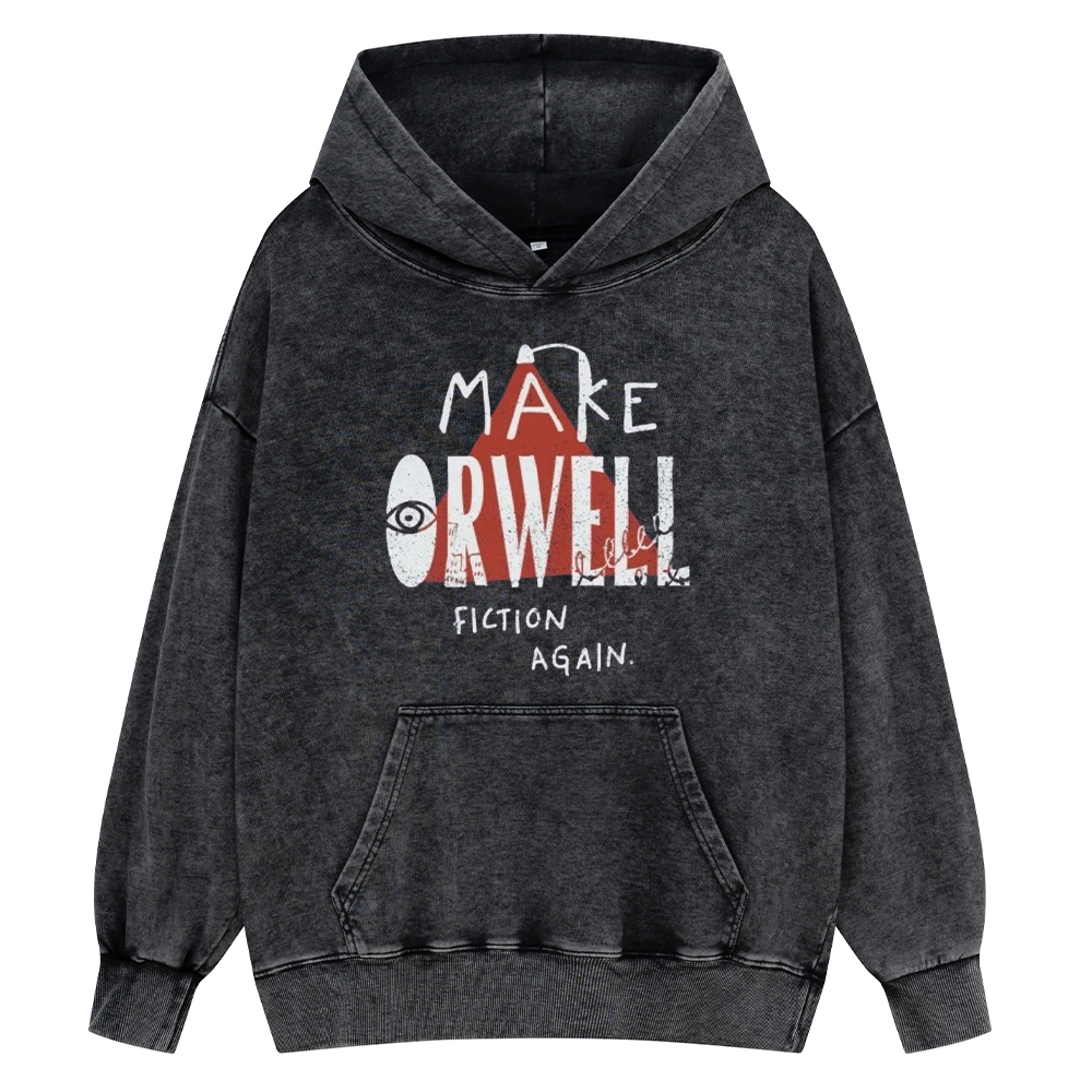 Pagewings Make Orwell Fiction Again Unisex Washed Hoodie