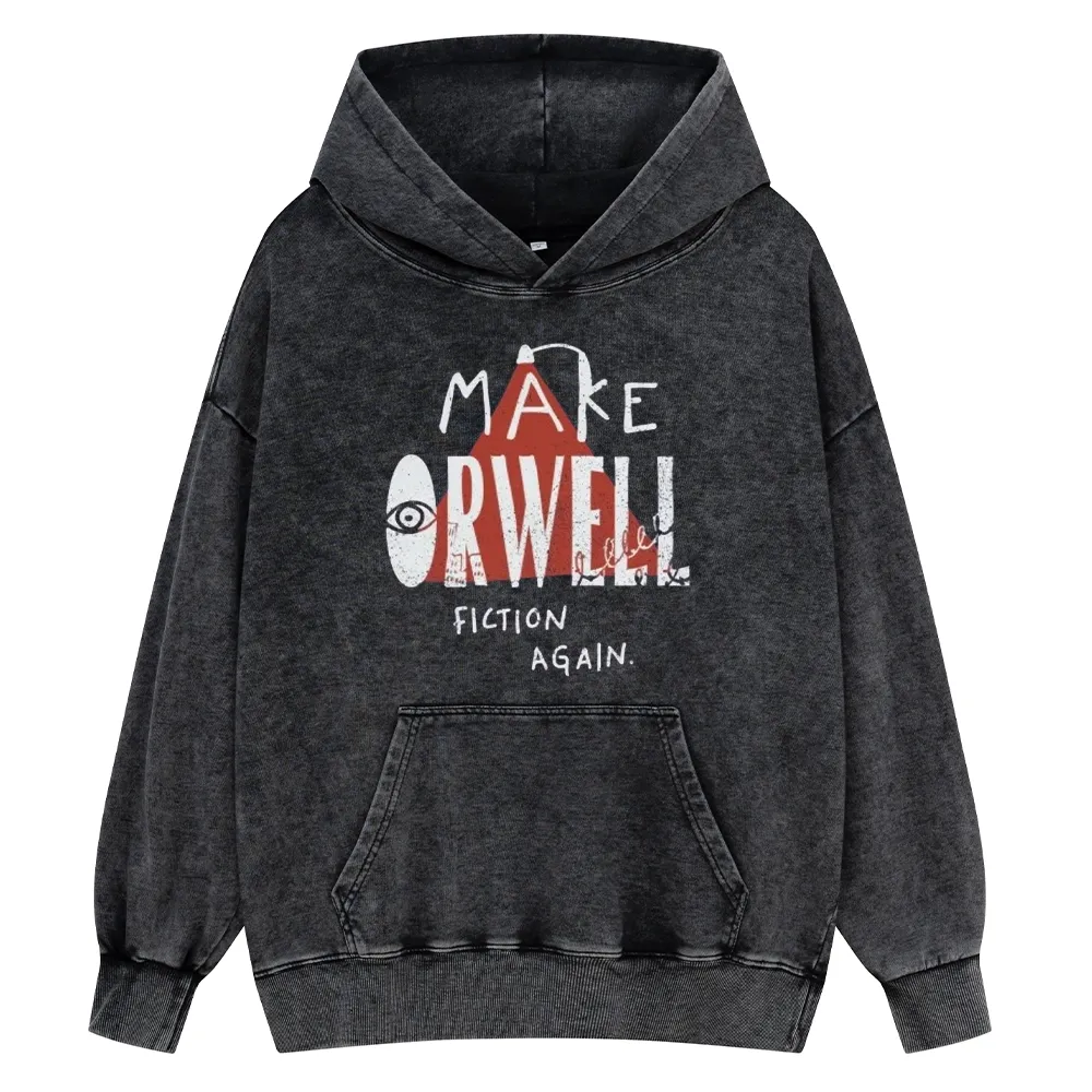 Pagewings Make Orwell Fiction Again Unisex Washed Hoodie