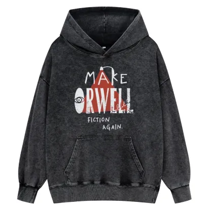 Pagewings Make Orwell Fiction Again Unisex Washed Hoodie