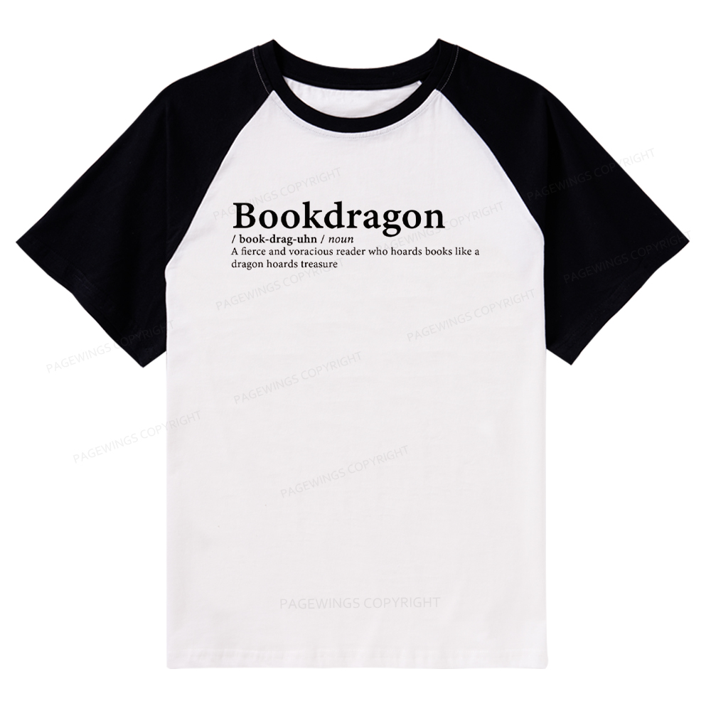 Pagewings Bookdragon: Journey Through Words book lover Raglan T-shirt