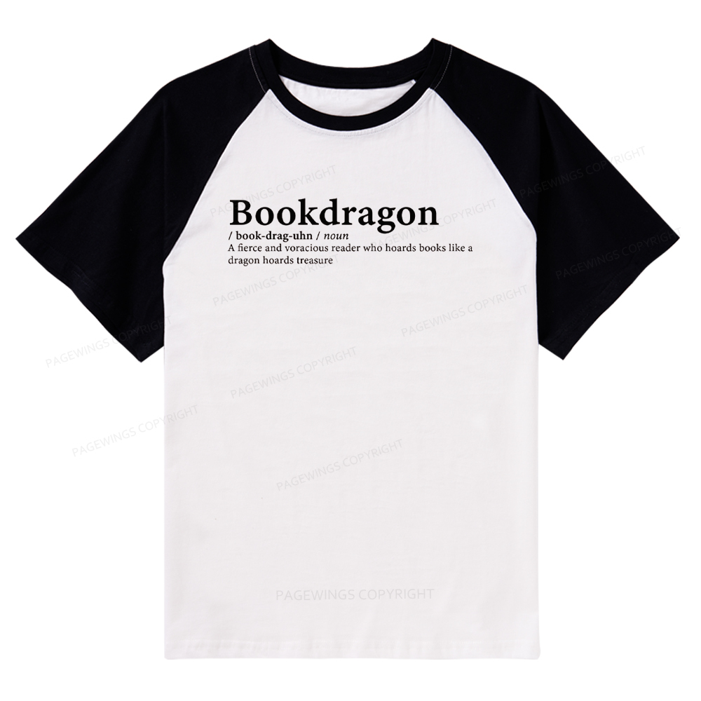Pagewings Bookdragon: Journey Through Words book lover Raglan T-shirt