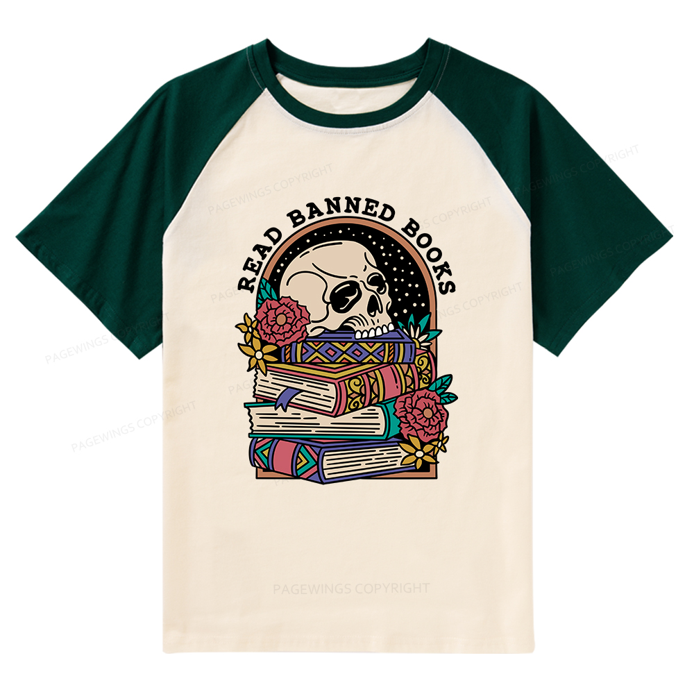Pagewings Read Banned Book Floral Raglan T-shirt
