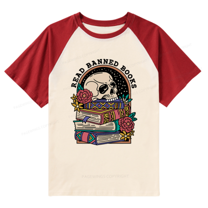 Pagewings Read Banned Book Floral Raglan T-shirt