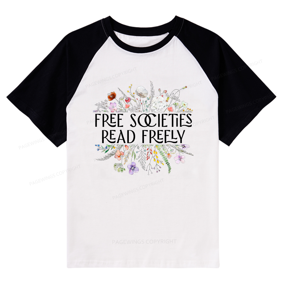 Pagewings Free Societies Read Freely T-Shirt Raglan T-shirt