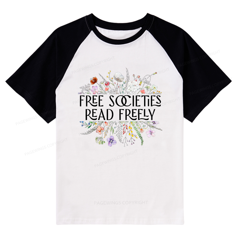 Pagewings Free Societies Read Freely T-Shirt Raglan T-shirt