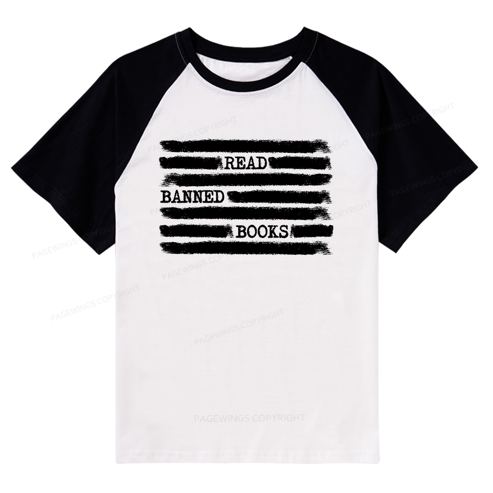 Pagewings Read Banned Books Bookworm Librarian Lovers Raglan T-shirt