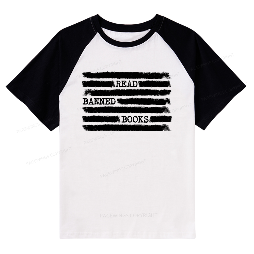 Pagewings Read Banned Books Bookworm Librarian Lovers Raglan T-shirt