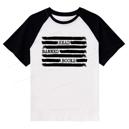 Pagewings Read Banned Books Bookworm Librarian Lovers Raglan T-shirt