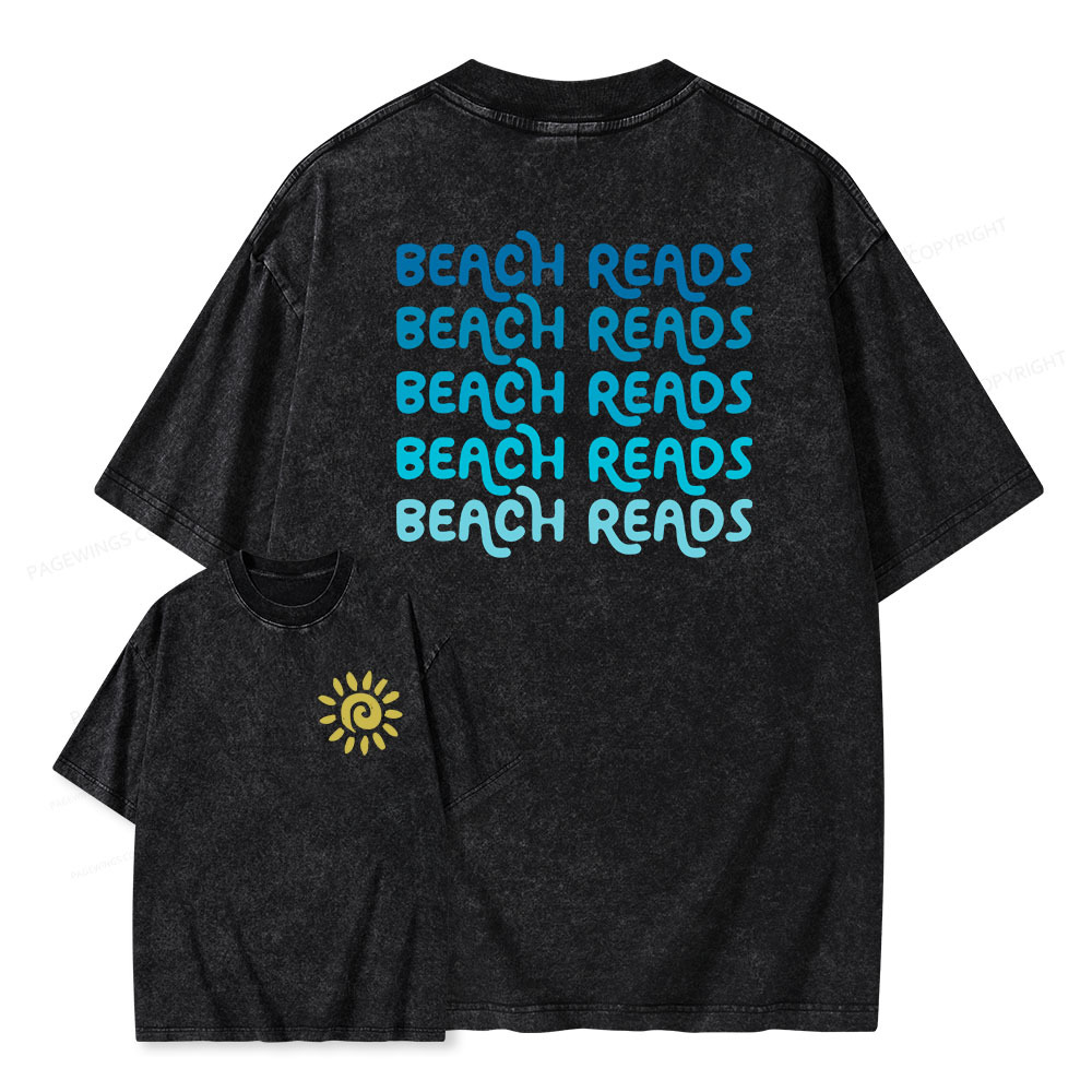 Pagewings Beach Reads Unisex Washed T-shirt