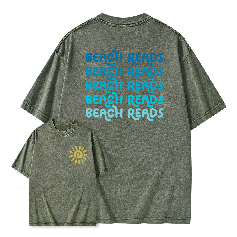 Pagewings Beach Reads Unisex Washed T-shirt
