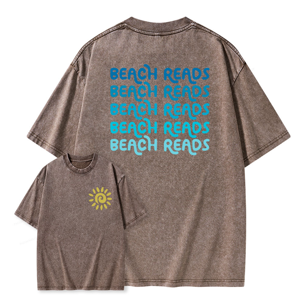 Pagewings Beach Reads Unisex Washed T-shirt