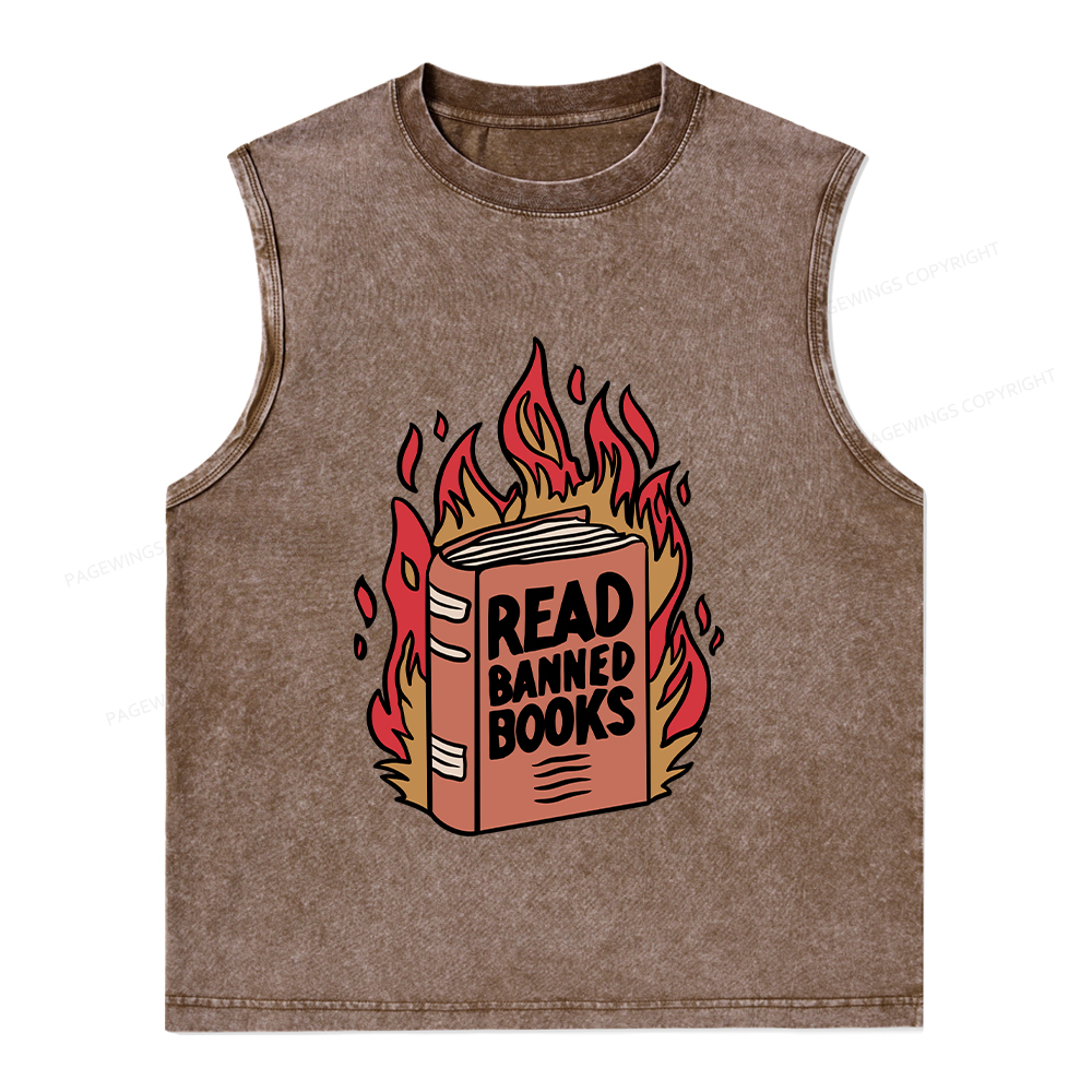 Pagewings Read Banned Books Shirt Unisex Washed Tank Top