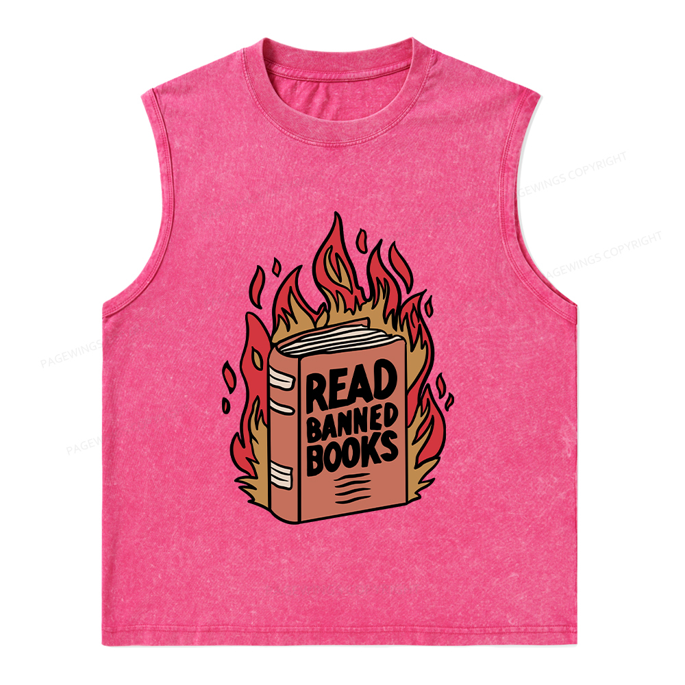Pagewings Read Banned Books Shirt Unisex Washed Tank Top