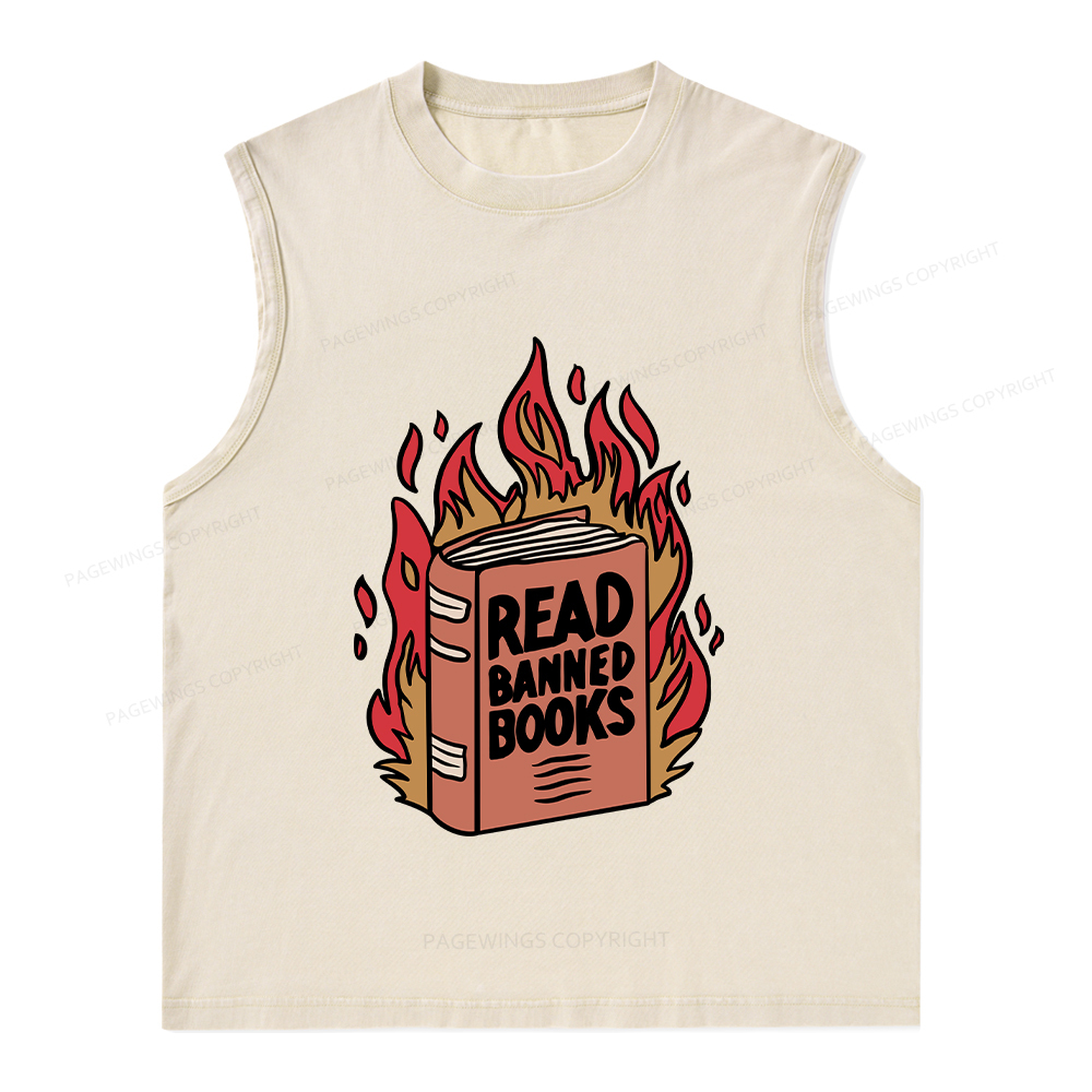 Pagewings Read Banned Books Shirt Unisex Washed Tank Top