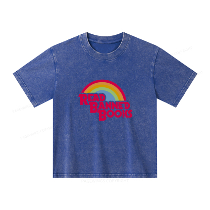 Pagewings Read Banned Books Unisex Kids Washed T-shirt