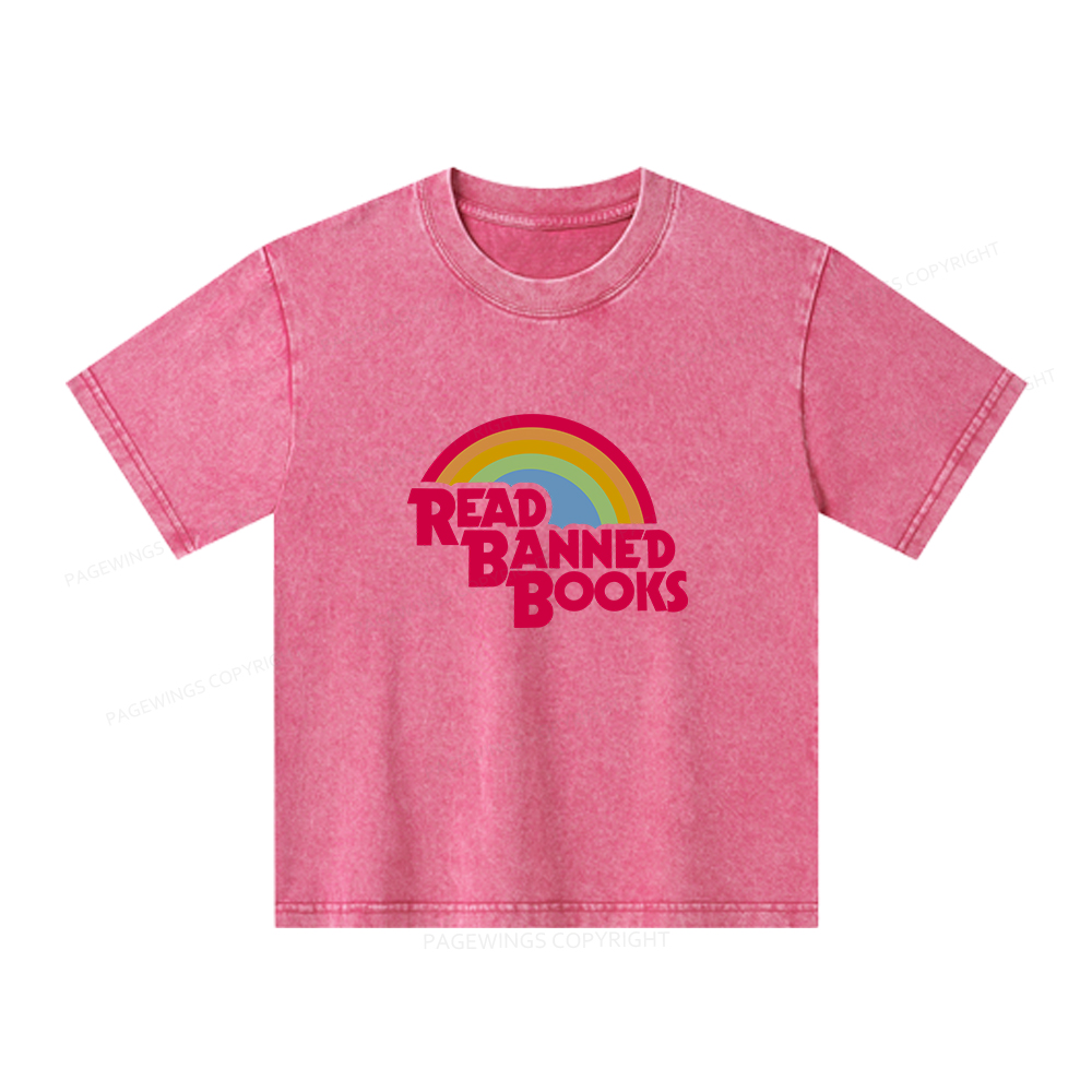 Pagewings Read Banned Books Unisex Kids Washed T-shirt