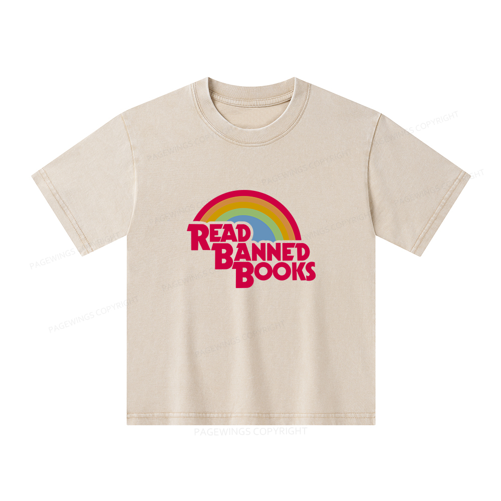 Pagewings Read Banned Books Unisex Kids Washed T-shirt
