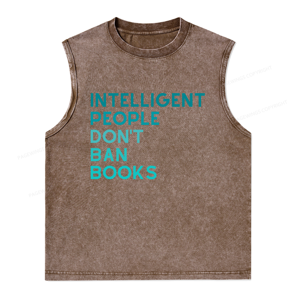 Pagewings Intelligent People Don't Ban Books Unisex Washed Tank Top