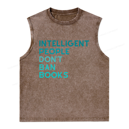 Pagewings Intelligent People Don't Ban Books Unisex Washed Tank Top