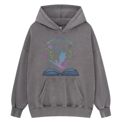 Pagewings In My Fantasy Book Era Unisex Washed Hoodie