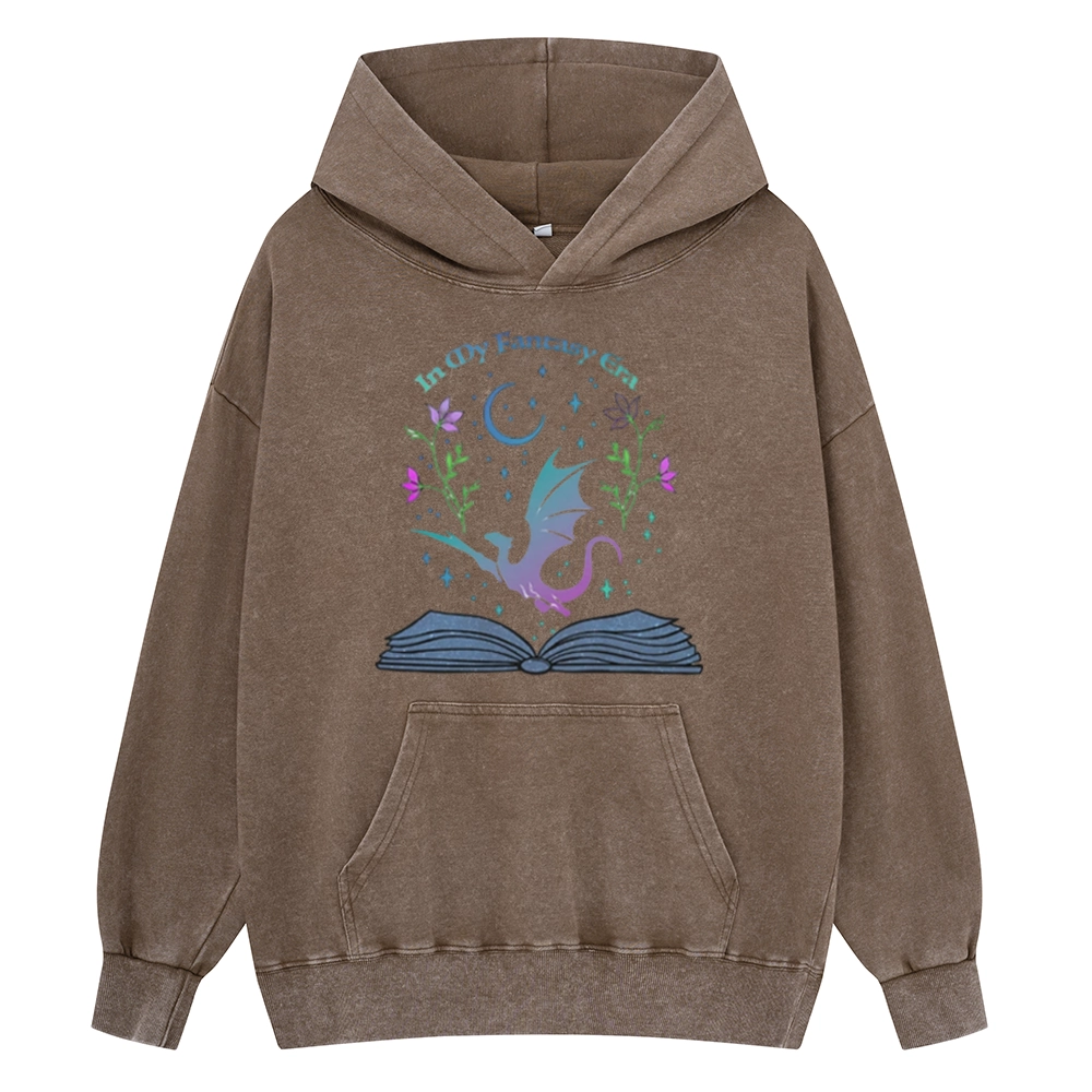 Pagewings In My Fantasy Book Era Unisex Washed Hoodie