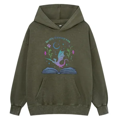 Pagewings In My Fantasy Book Era Unisex Washed Hoodie